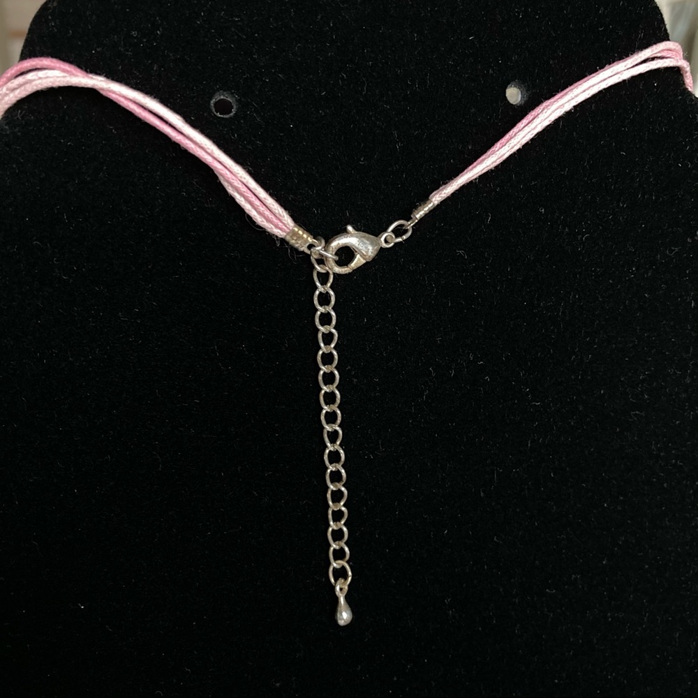 Pink Rhinestone Seahorse String Cord Necklace - Picture 2 of 5